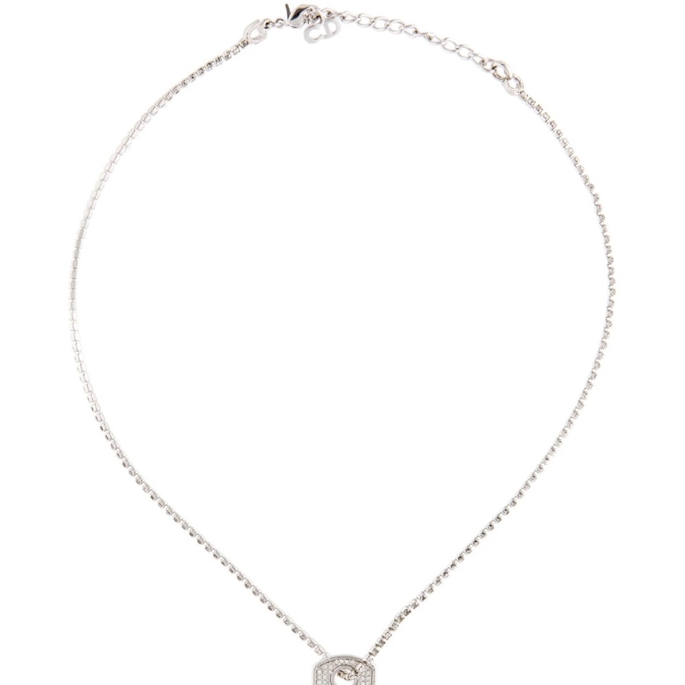 Christian Dior Crystal Dog tag Necklace - Picture 2 of 10